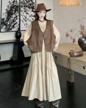 Large yard dress spring waistcoat 2pcs set for women