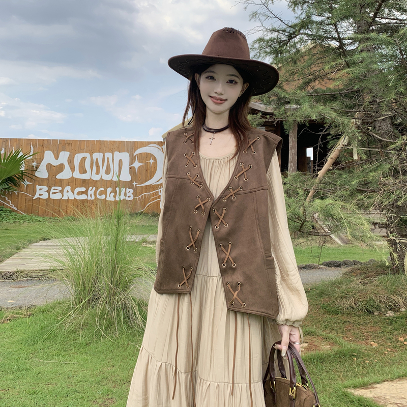 Large yard dress spring waistcoat 2pcs set for women