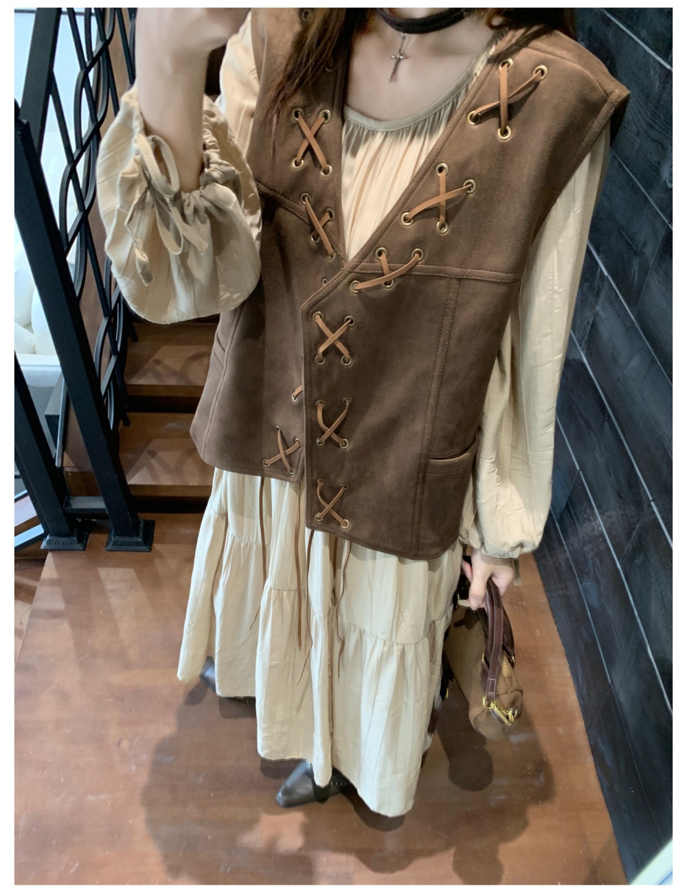 Large yard dress spring waistcoat 2pcs set for women