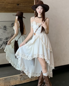 Spring large yard sling A-line lace dress for women