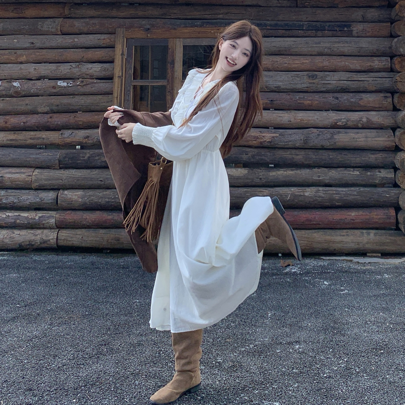 Large yard spring and autumn temperament dress