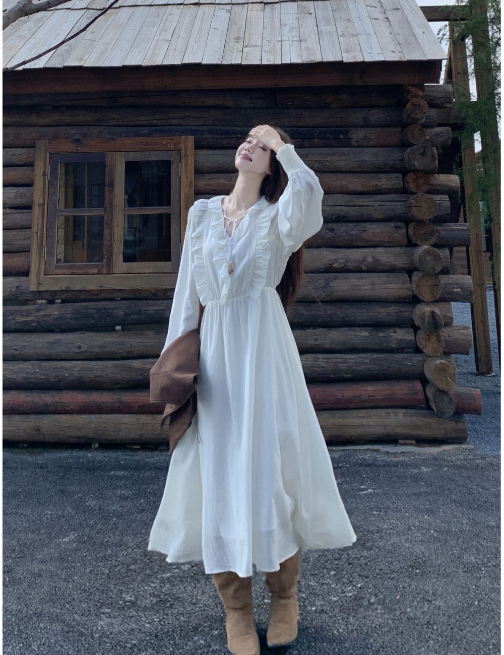 Large yard spring and autumn temperament dress