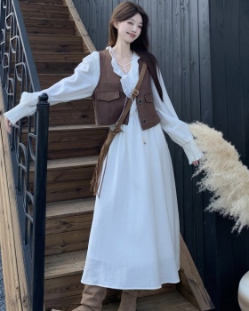 Temperament dress large yard waistcoat 2pcs set