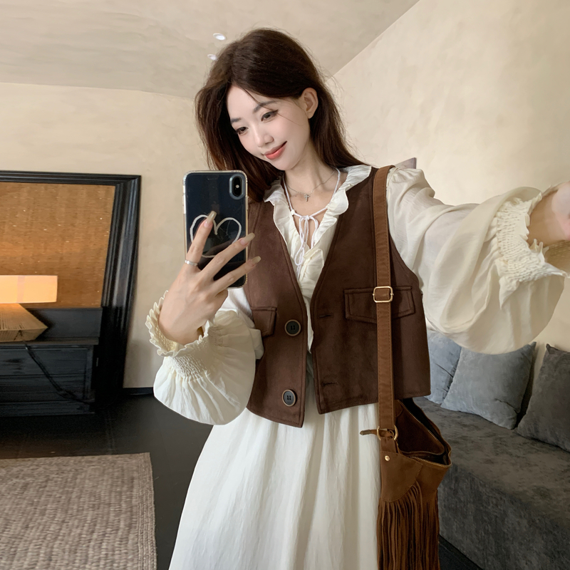 Temperament dress large yard waistcoat 2pcs set