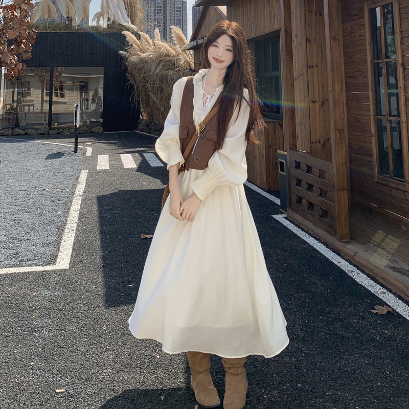 Temperament dress large yard waistcoat 2pcs set