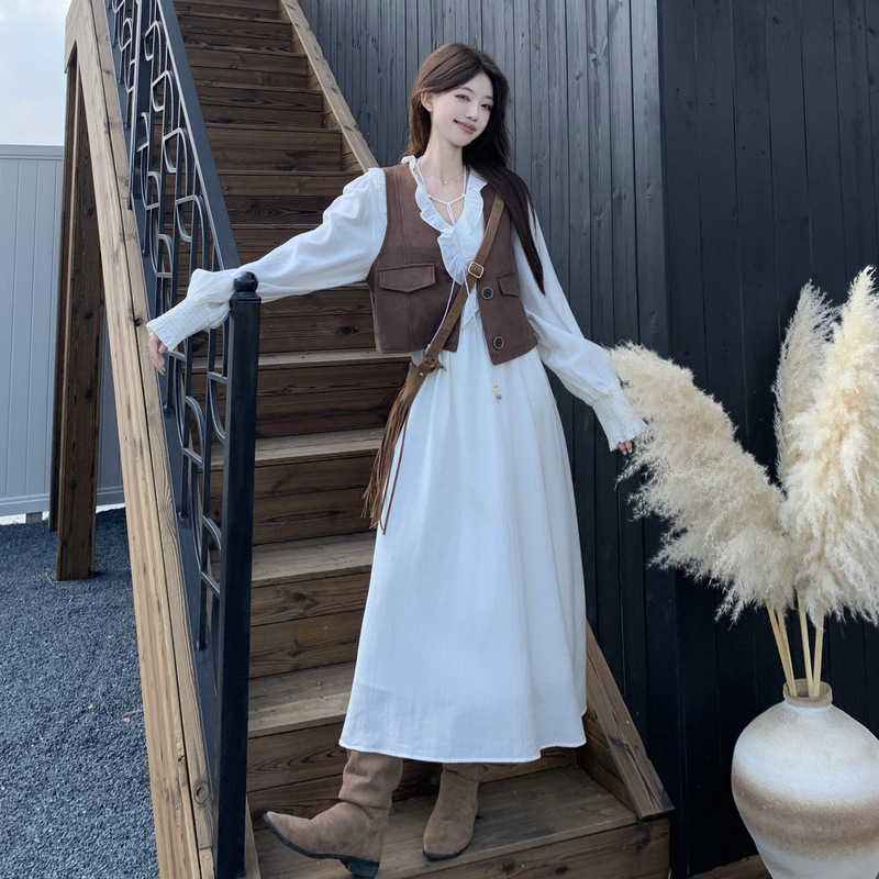 Temperament dress large yard waistcoat 2pcs set