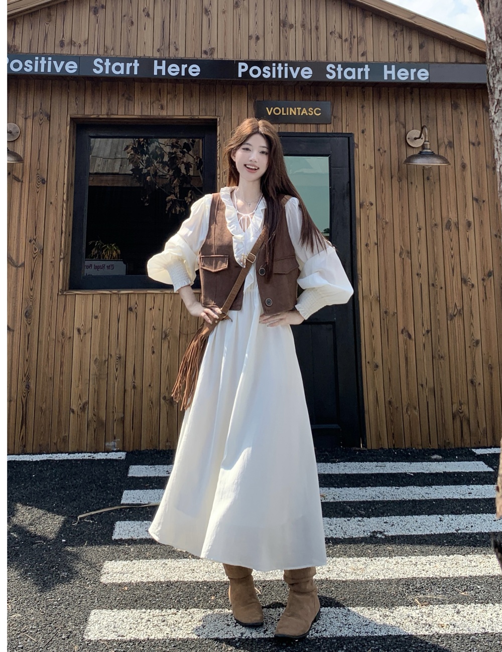 Temperament dress large yard waistcoat 2pcs set