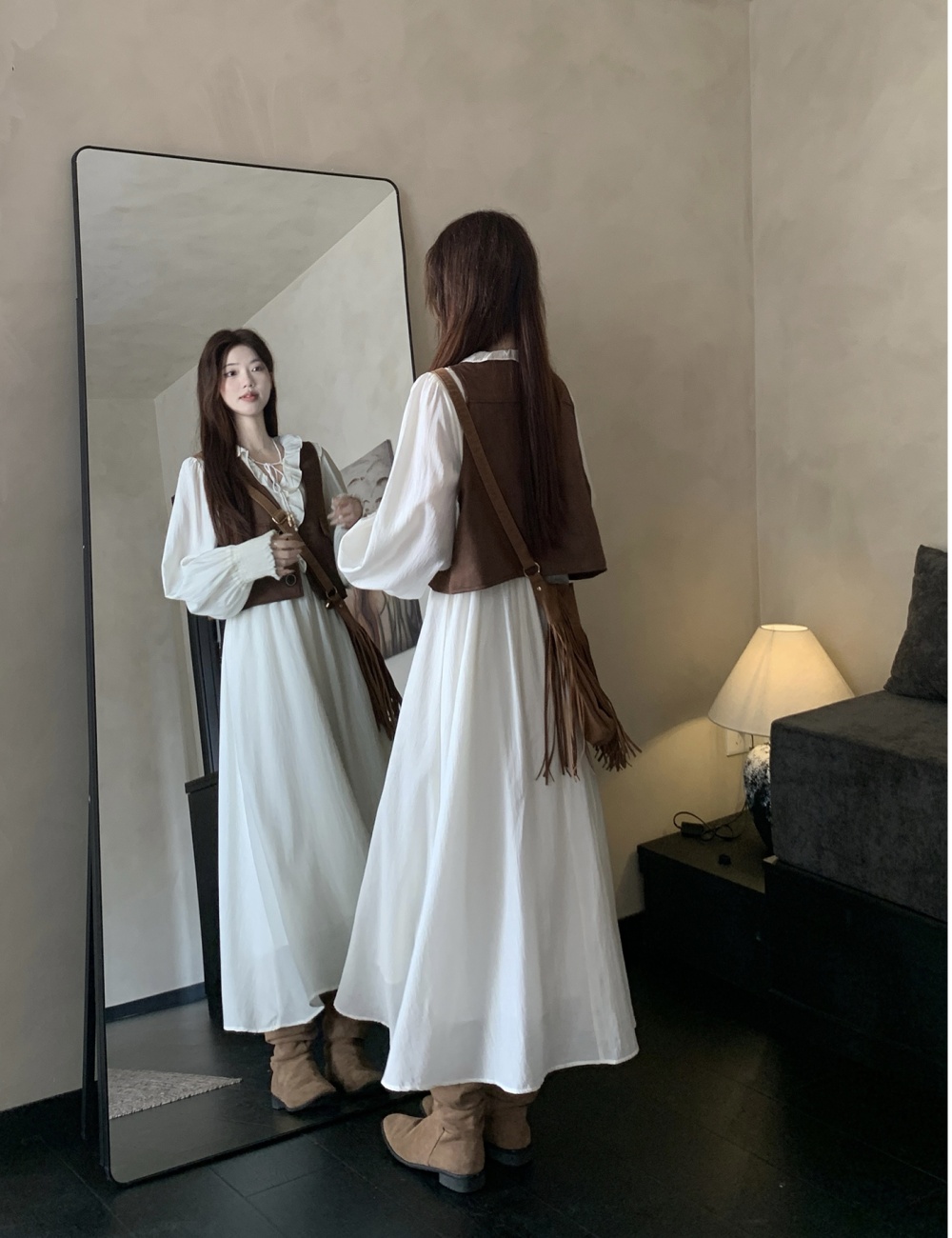 Temperament dress large yard waistcoat 2pcs set