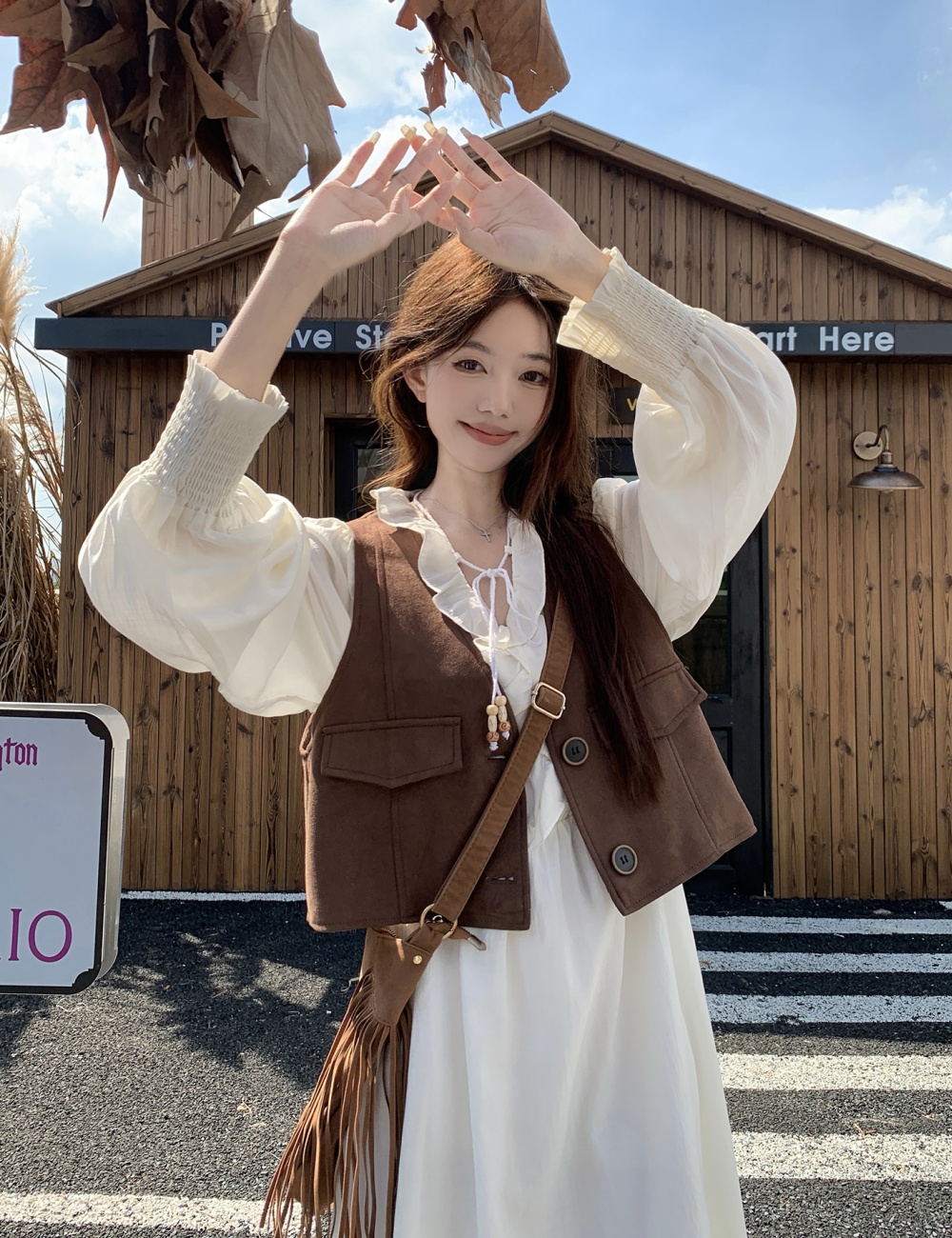 Temperament dress large yard waistcoat 2pcs set