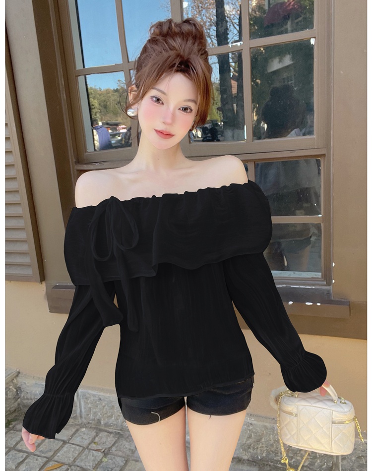 Temperament tops lotus leaf collar shirt