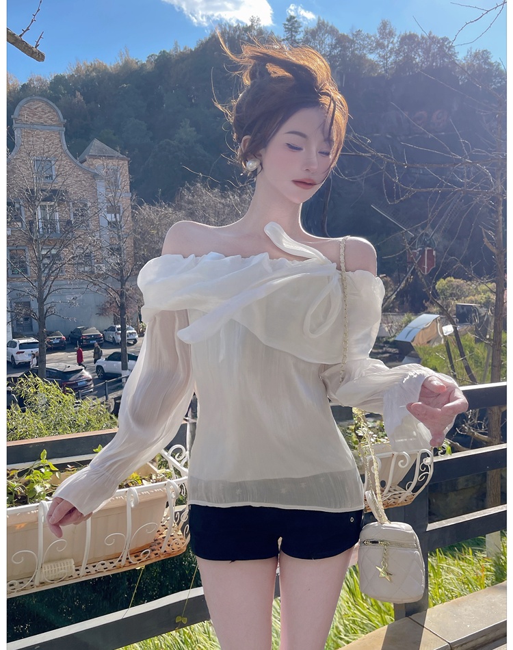 Temperament tops lotus leaf collar shirt