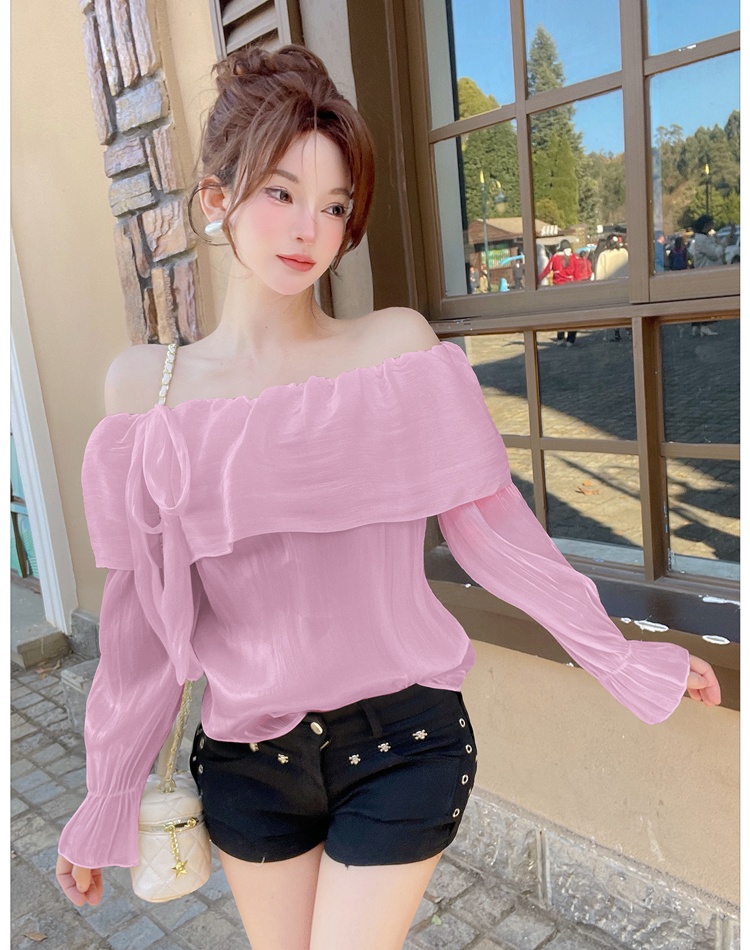 Temperament tops lotus leaf collar shirt