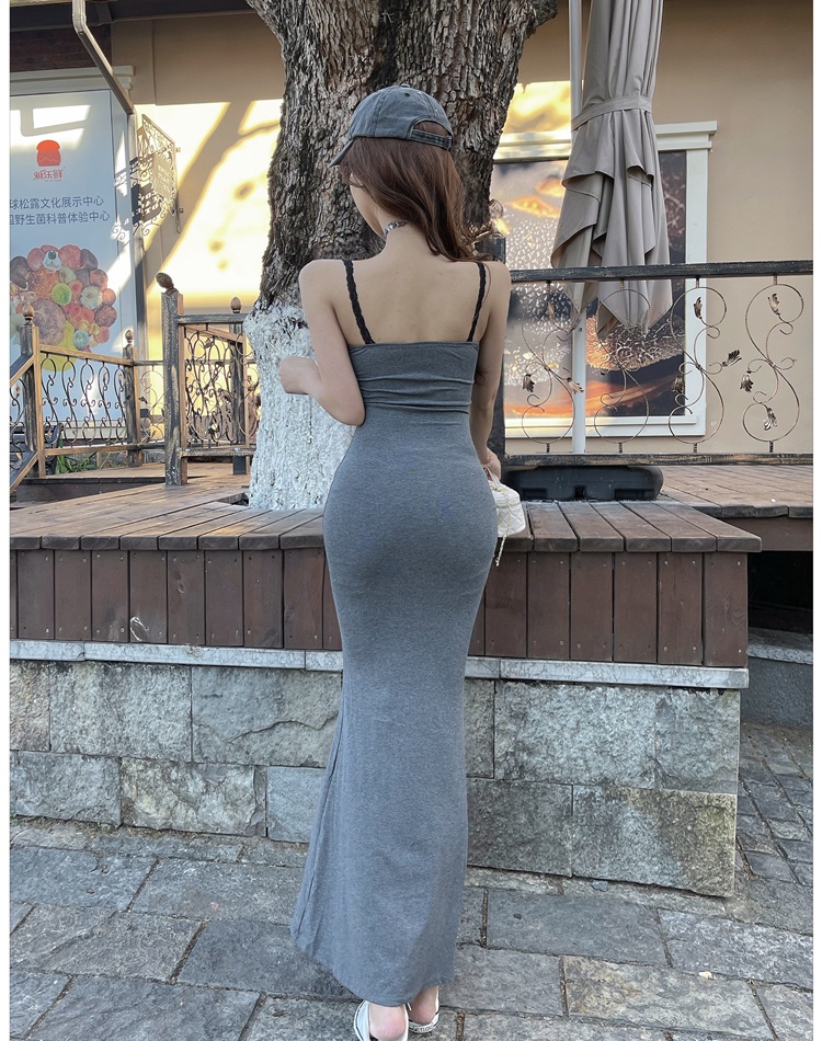 Pinched waist long dress slim dress for women