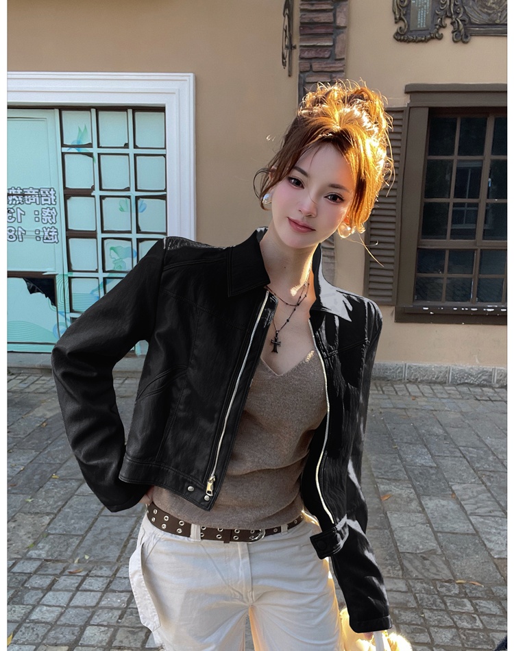 Korean style spring leather coat Western style coat