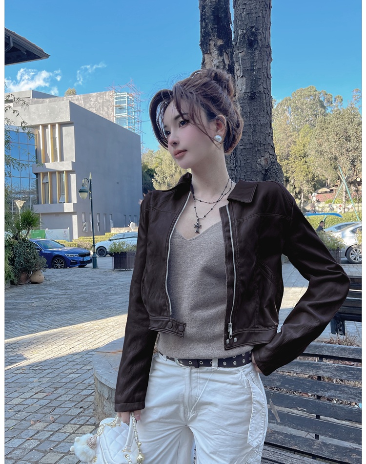 Korean style spring leather coat Western style coat