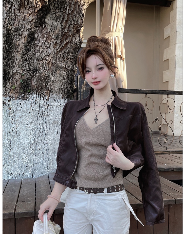 Korean style spring leather coat Western style coat