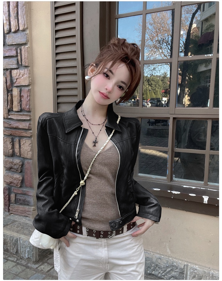 Korean style spring leather coat Western style coat