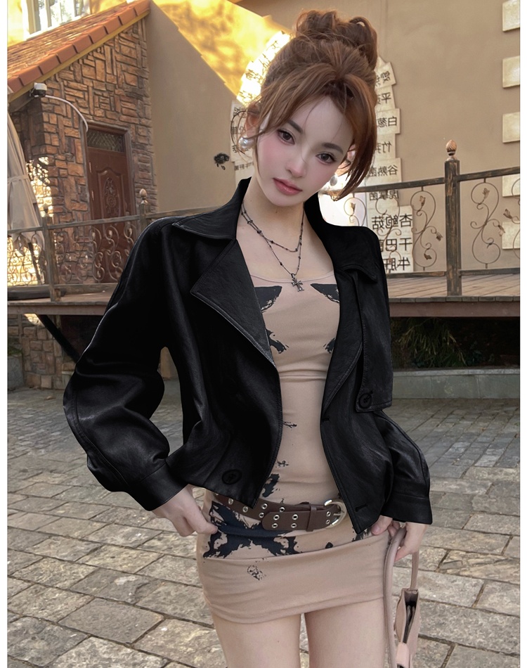 Spring locomotive coat Korean style leather coat