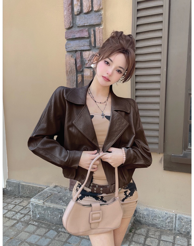 Spring locomotive coat Korean style leather coat