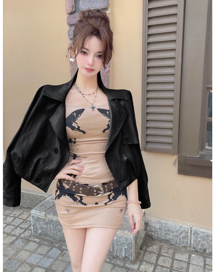 Spring locomotive coat Korean style leather coat