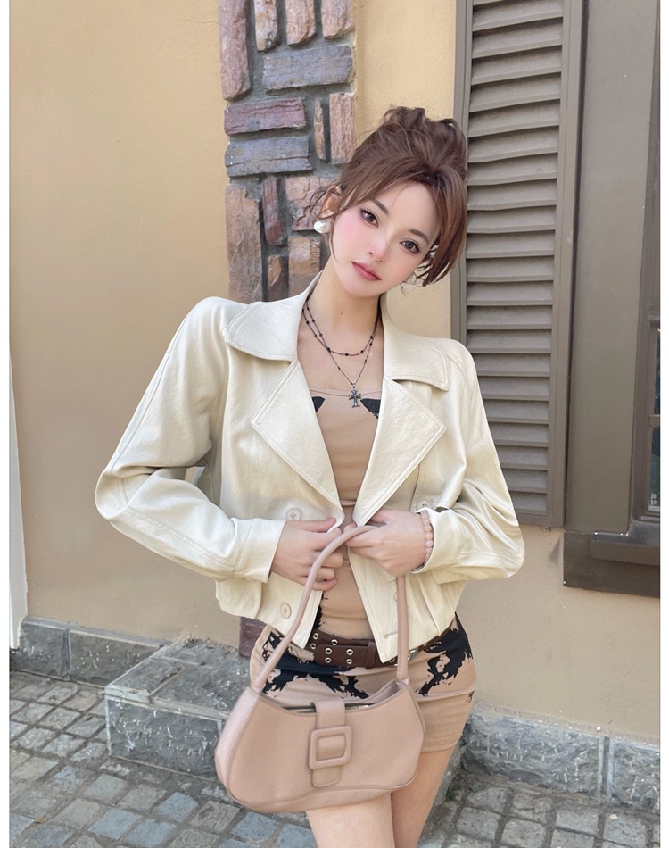 Spring locomotive coat Korean style leather coat