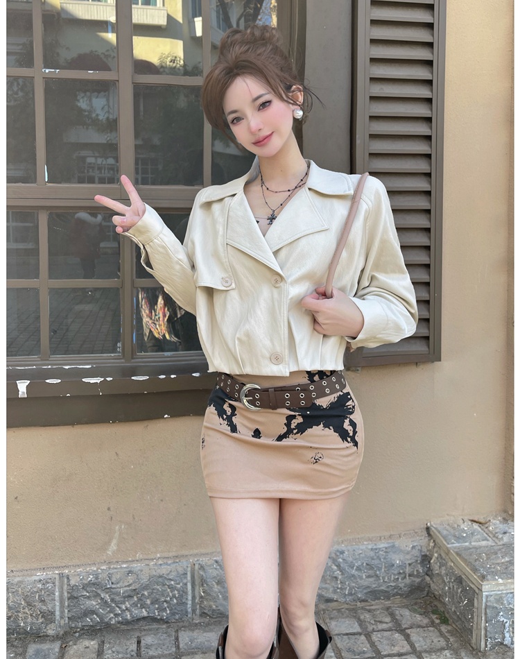 Spring locomotive coat Korean style leather coat