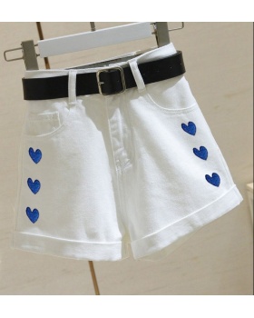 Heart wide leg pants crimping A-line shorts for women