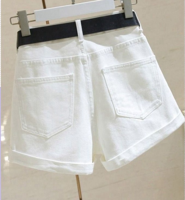 Heart wide leg pants crimping A-line shorts for women