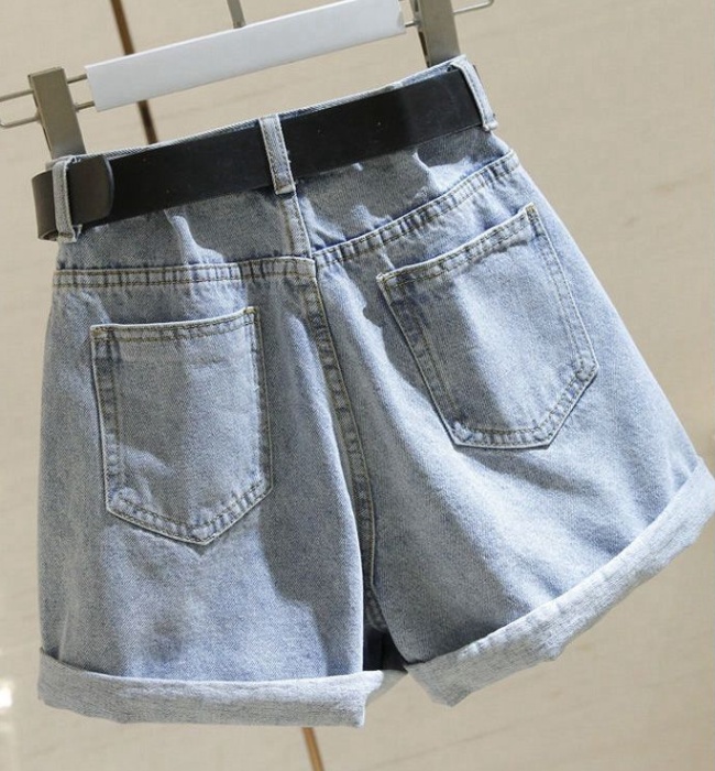 Heart wide leg pants crimping A-line shorts for women