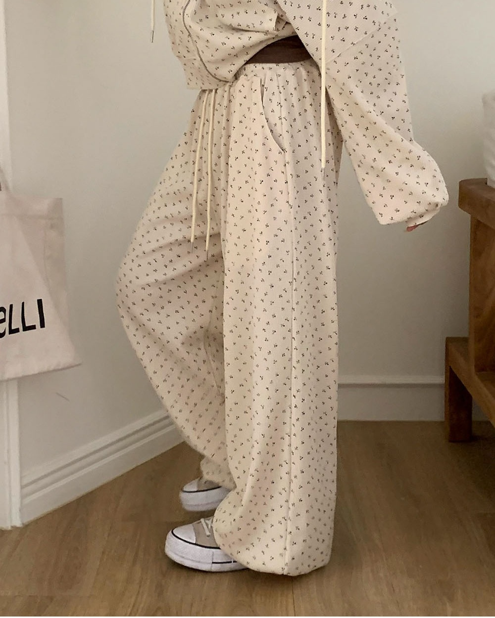 Floral refreshing hoodie Casual spring long pants for women