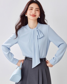 Streamer France style tops blue shirt for women