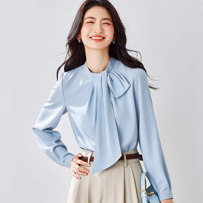 Streamer France style tops blue shirt for women