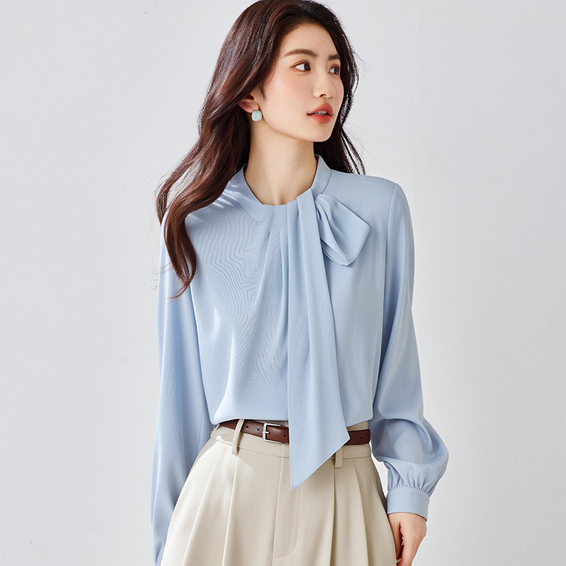 Streamer France style tops blue shirt for women