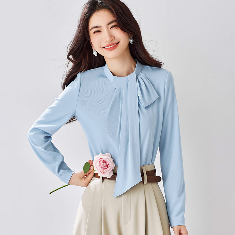 Streamer France style tops blue shirt for women