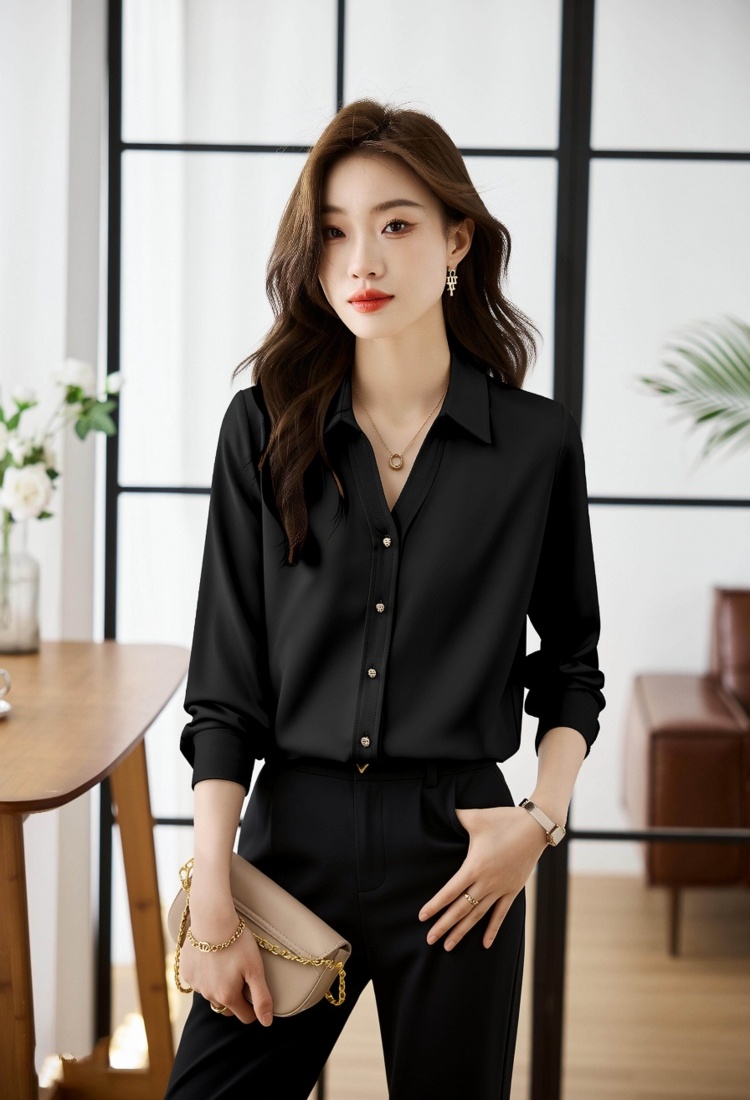 Spring and autumn white profession shirt for women