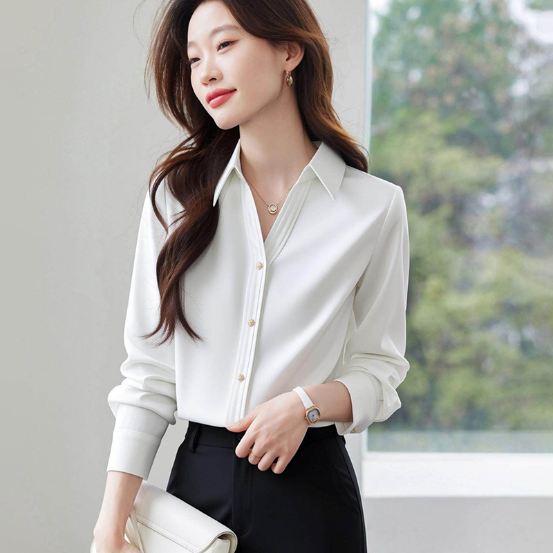 Spring and autumn white profession shirt for women