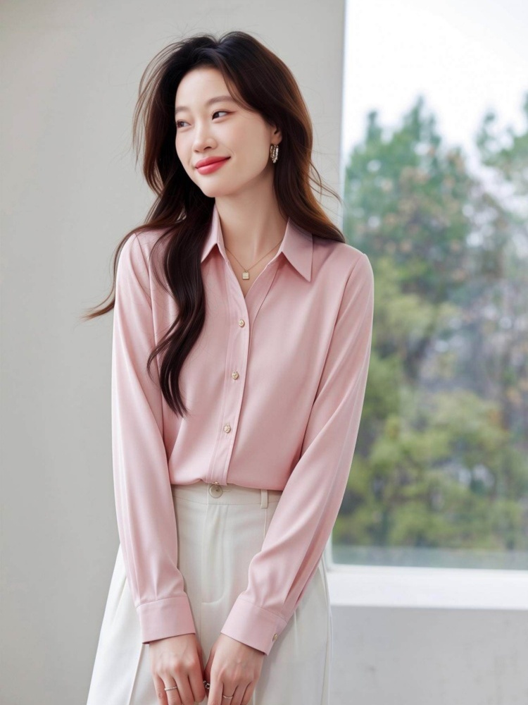 Spring and autumn white profession shirt for women