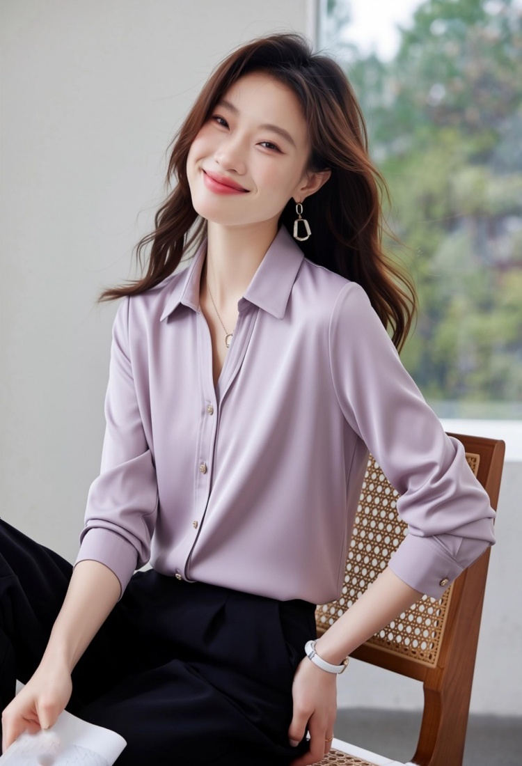 Spring and autumn white profession shirt for women