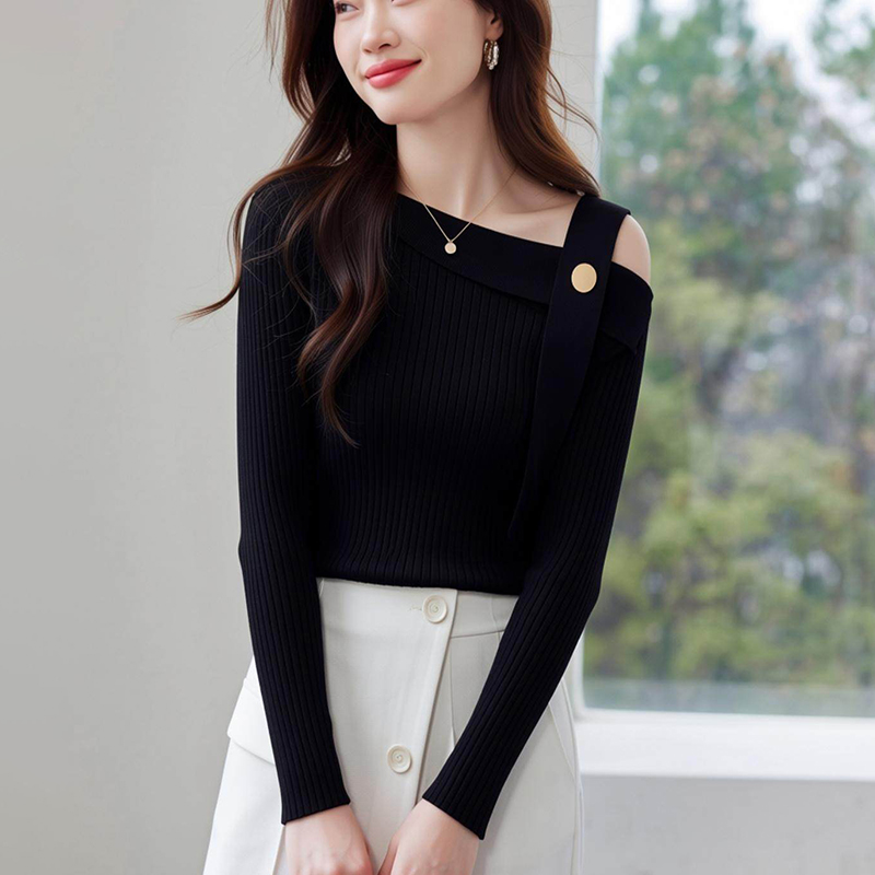 Knitted tops strapless sweater for women
