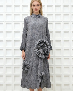 Fold flowers decoration large yard dress for women