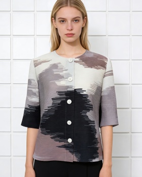 Loose round neck all-match printing fold shirt