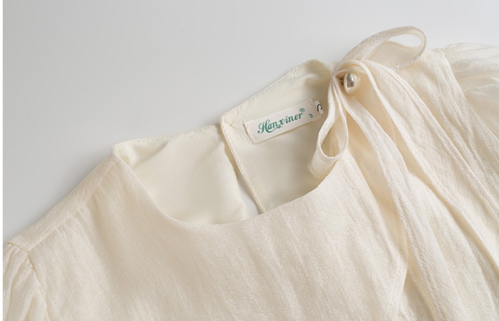 Spring bow tops beading long sleeve shirt for women