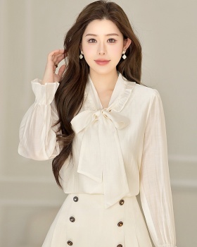 Frenum France style chiffon shirt V-neck tops for women