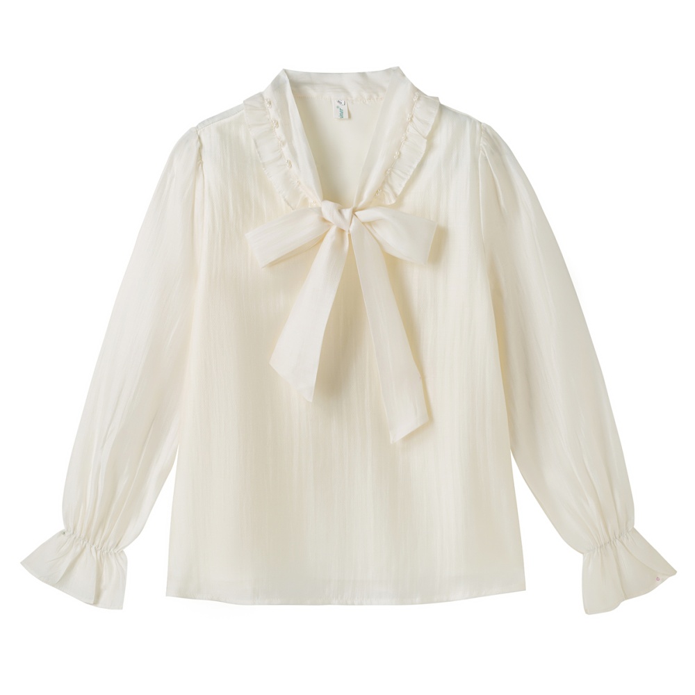 Frenum France style chiffon shirt V-neck tops for women