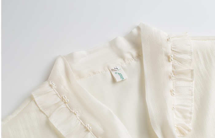 Frenum France style chiffon shirt V-neck tops for women