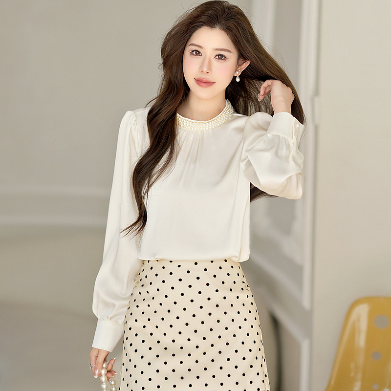 Pearl court style tops light luxury shirt for women
