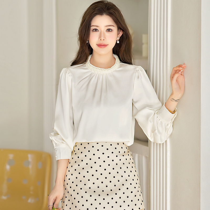 Pearl court style tops light luxury shirt for women