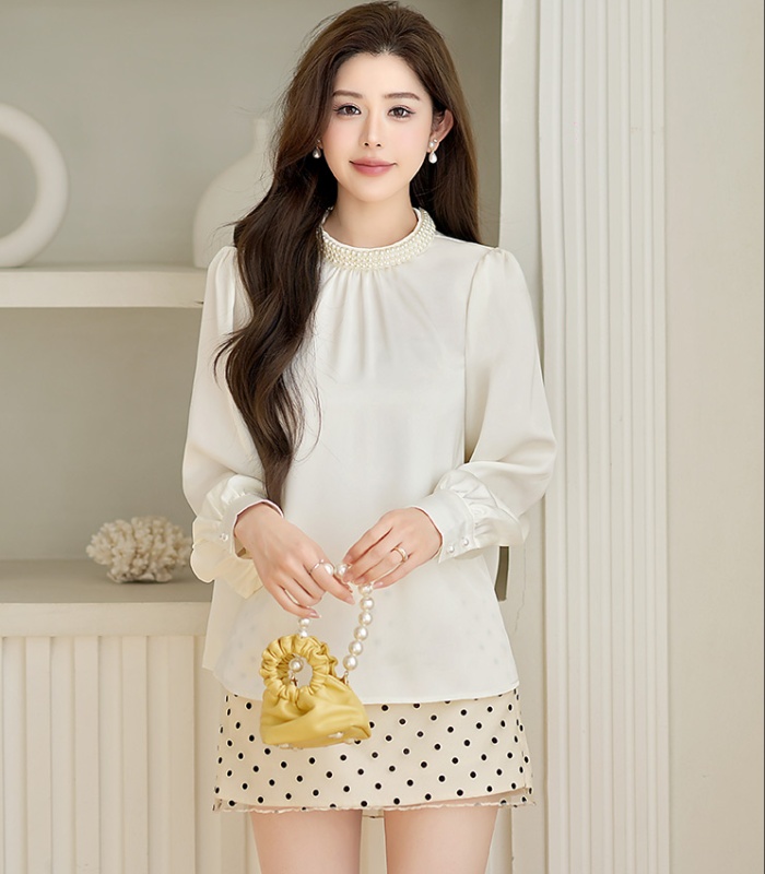 Pearl court style tops light luxury shirt for women