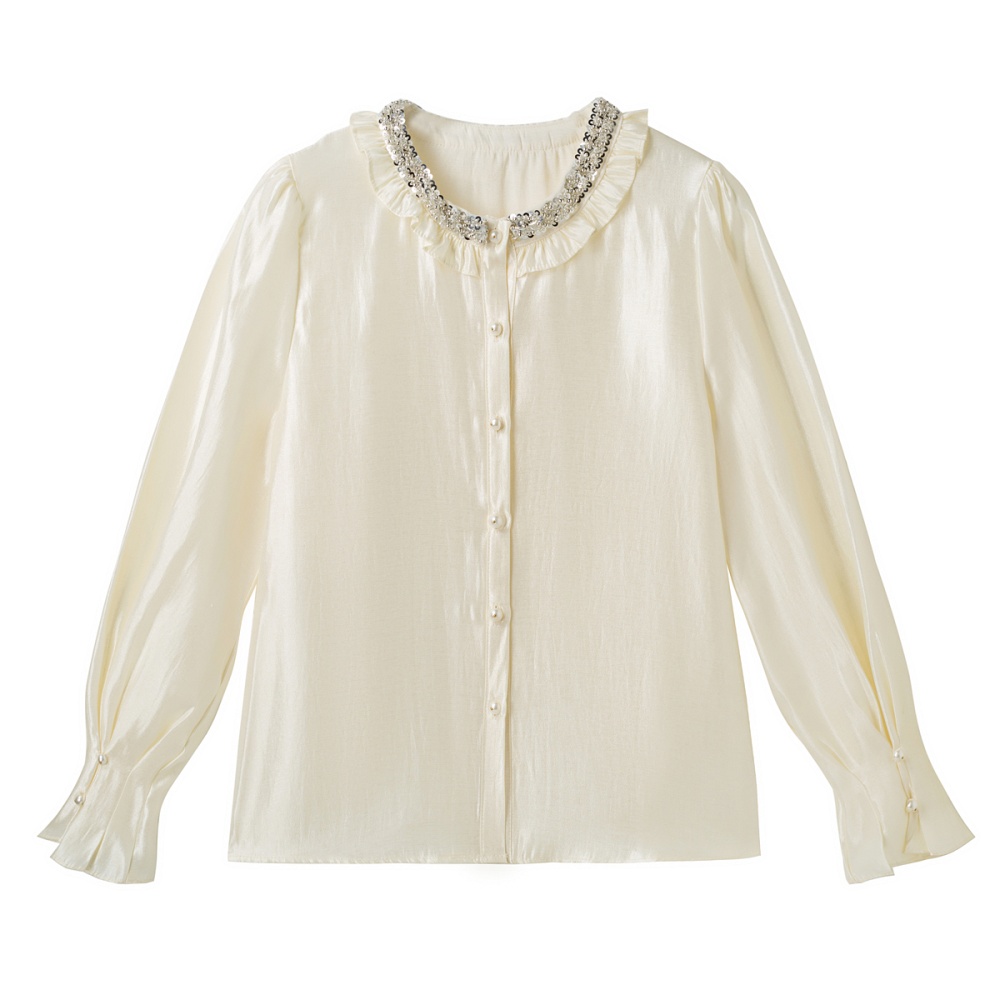 Temperament spring wood ear shirt for women