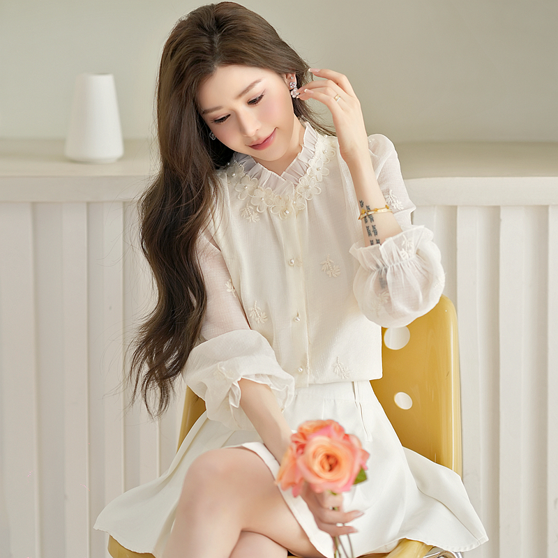France style spring tops temperament chiffon shirt for women
